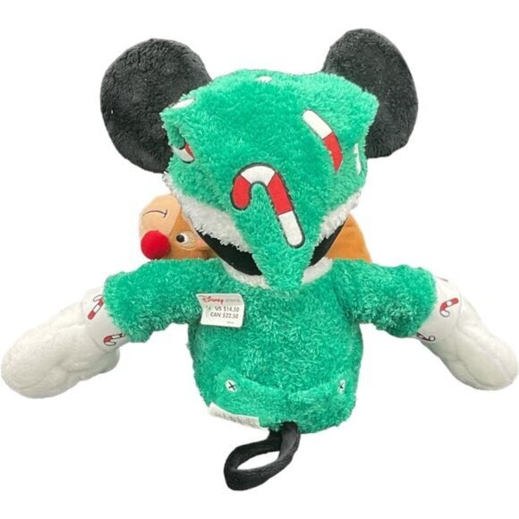 Disney Store Mickey Mouse Christmas Plush Doll Reindeer Slippers Pajamas 13" - Picture 3 of 7